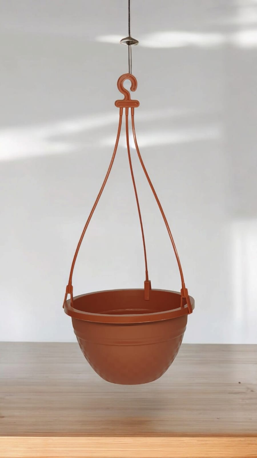 BROWN HANGING POT+HANGER set of 5