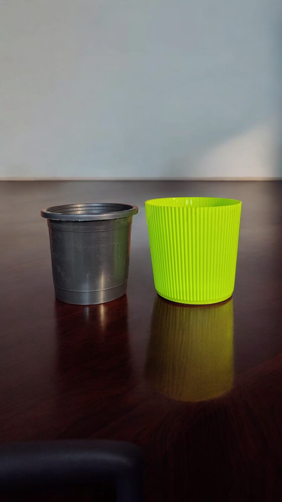 Set of 3 Green POTS +INNER  pots RESSA 5 inch