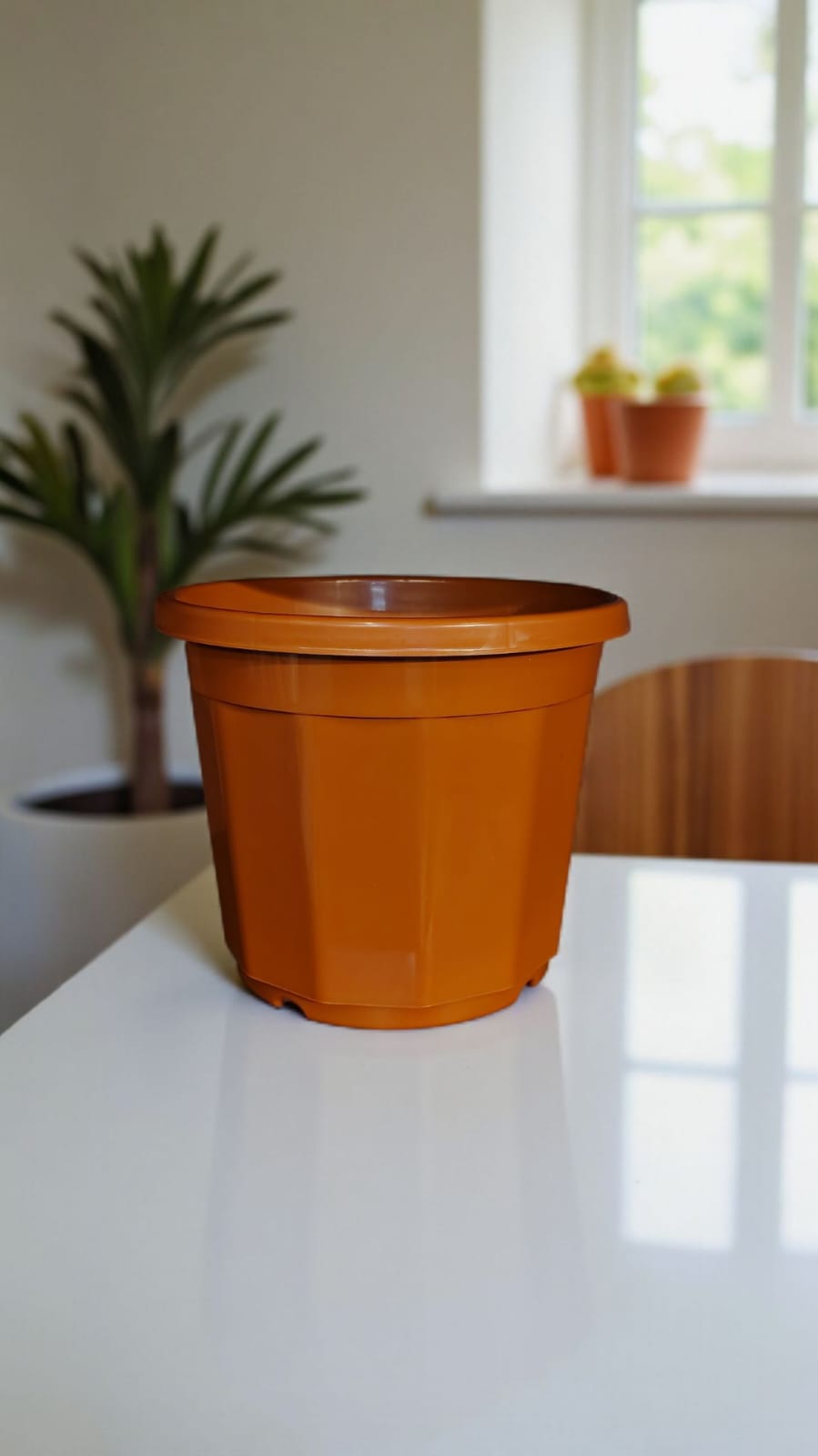 Set of 5  BROWN pots POLYGON