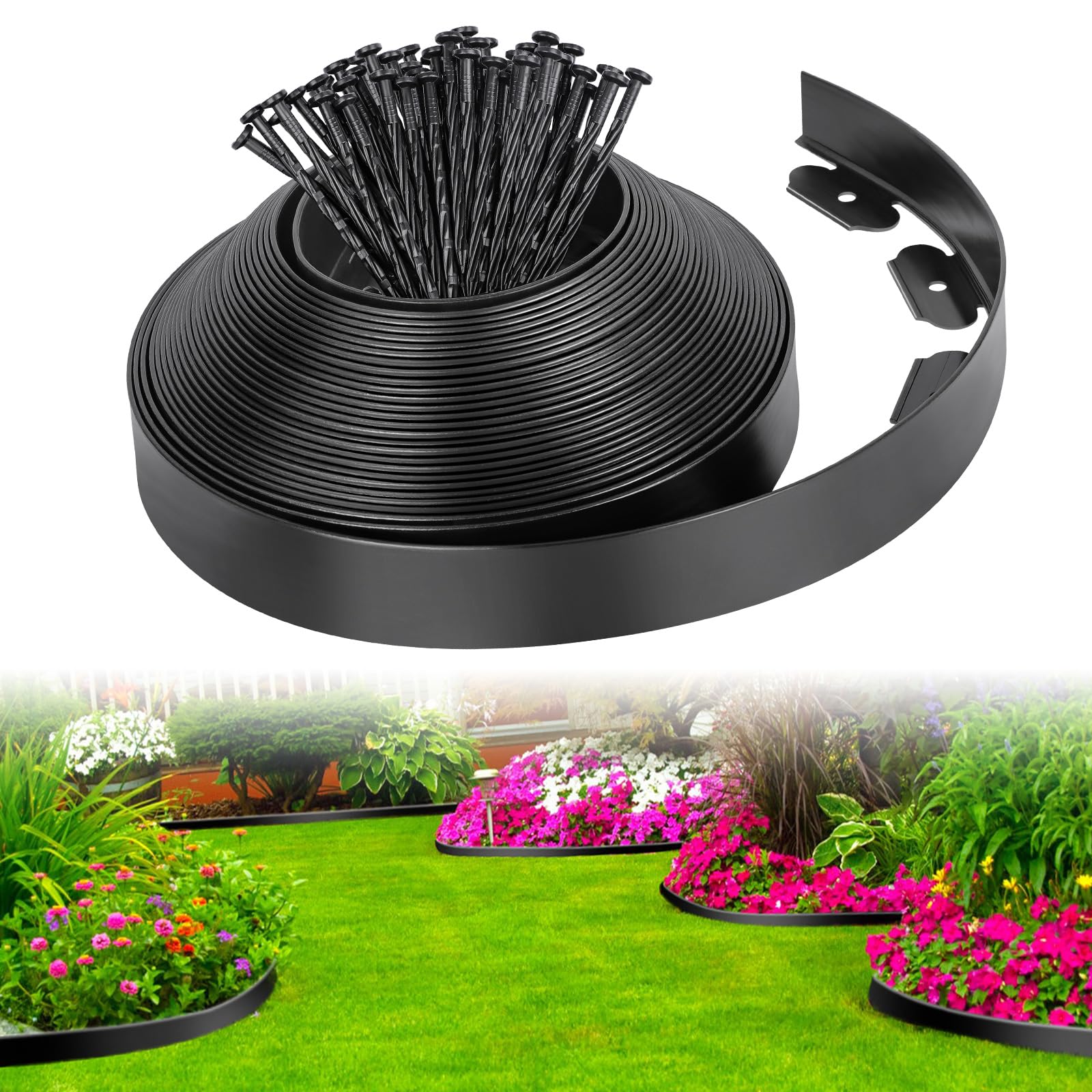 Plastic lawn edging 2 inch / garden boarder / grass boundary fence