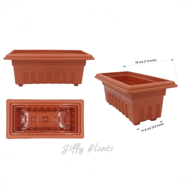 12" Rectangle Terracotta Plastic Pot (1Pc)