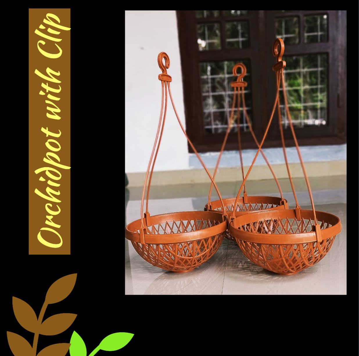BLOSSOM HANGING POT BROWN set of 5