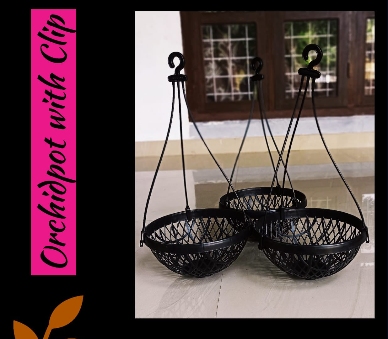BLOSSOM HANGING POT BLACK set of 5