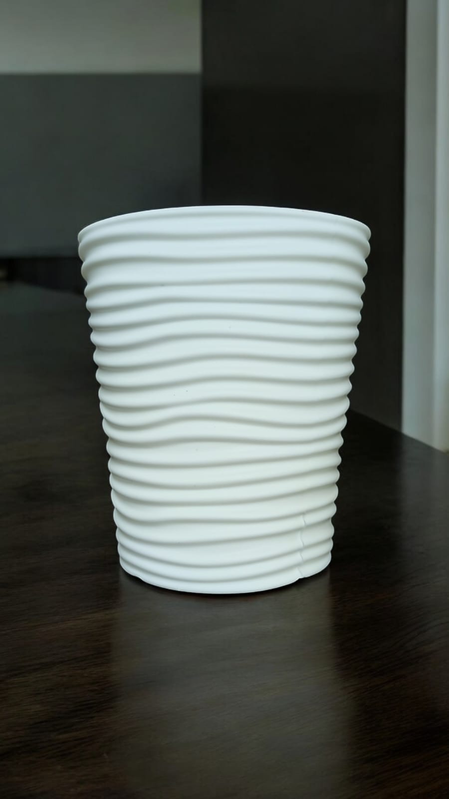 White POT SET WHITE 7" Set of 2 pots WAVE