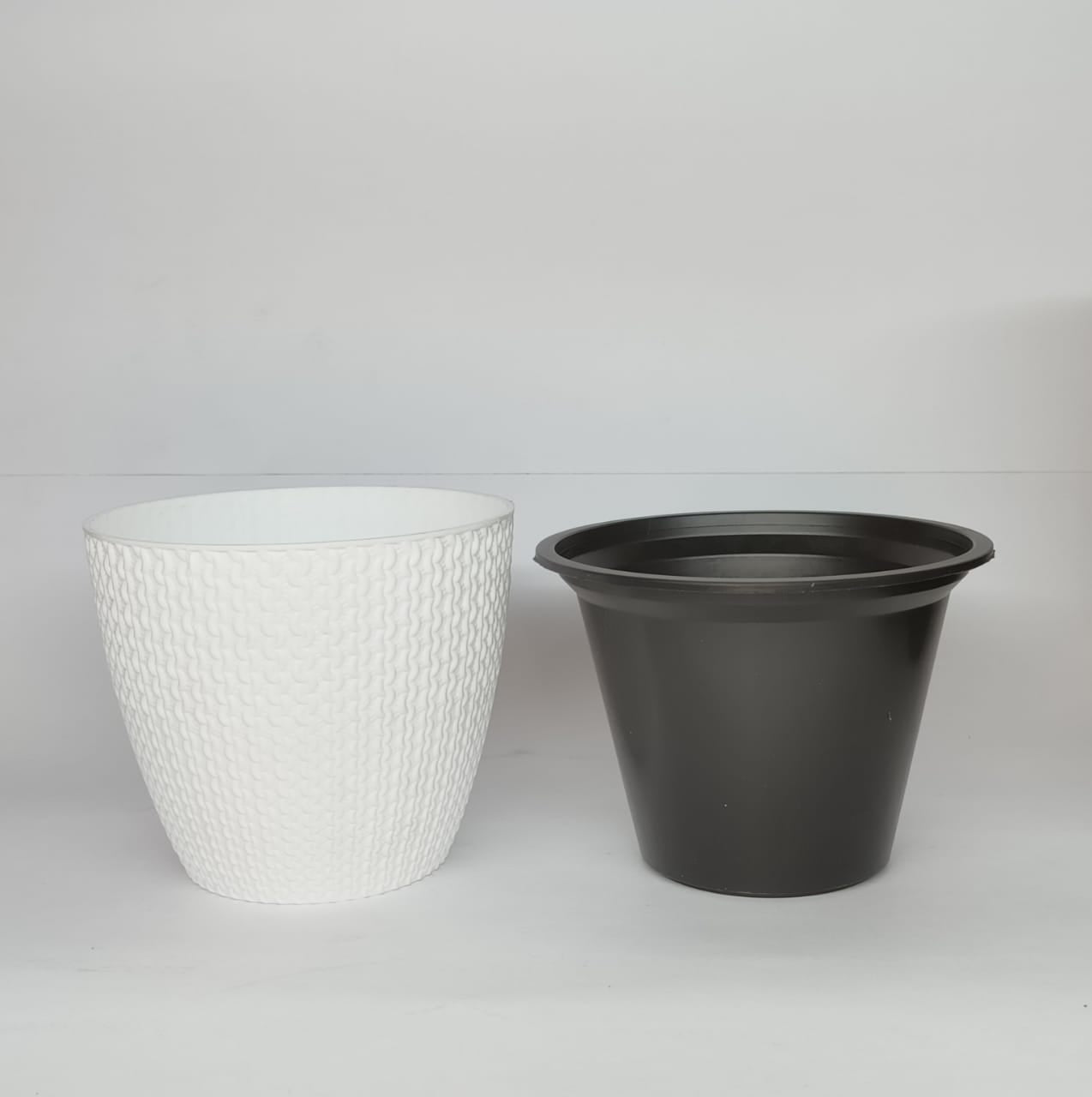 FLORA 5 WHITE Set of 3 pots