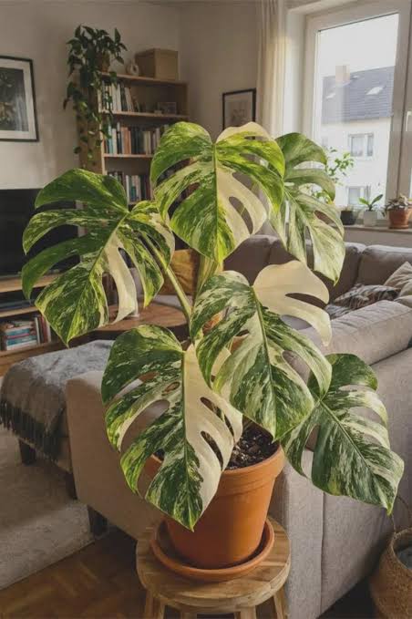 Monstera Albo Borsigiana – Monstera borsigiana – 'White Tiger' Variegated – 6-inch Nursery Pot – Foliages India